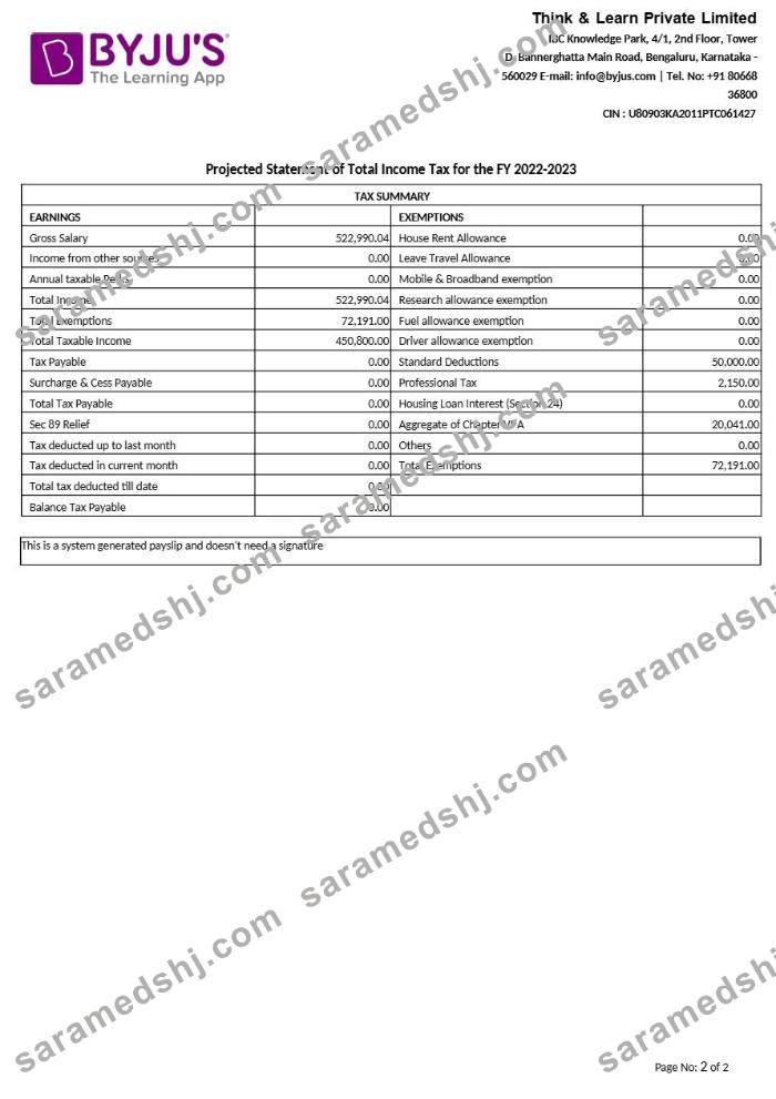 BYJU-s learning app payslip template in Word and PDF formats.pdf, 2